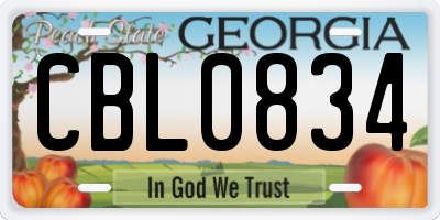 GA license plate CBL0834