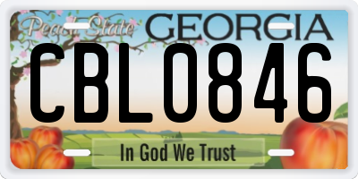 GA license plate CBL0846