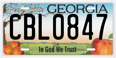 GA license plate CBL0847