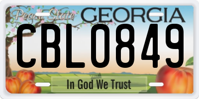 GA license plate CBL0849