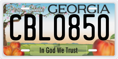 GA license plate CBL0850