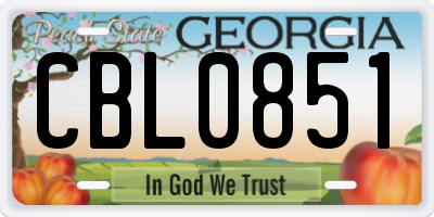 GA license plate CBL0851
