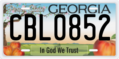 GA license plate CBL0852