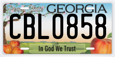 GA license plate CBL0858
