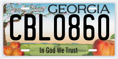 GA license plate CBL0860