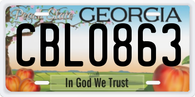 GA license plate CBL0863