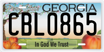 GA license plate CBL0865