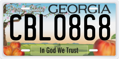 GA license plate CBL0868