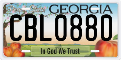 GA license plate CBL0880