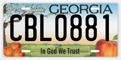GA license plate CBL0881