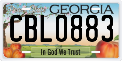 GA license plate CBL0883
