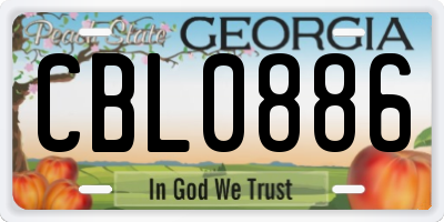 GA license plate CBL0886