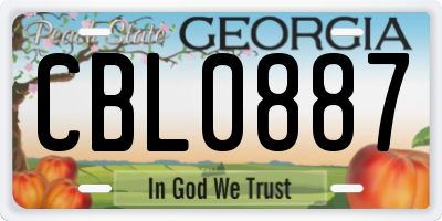 GA license plate CBL0887