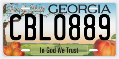 GA license plate CBL0889