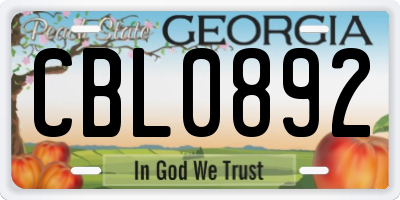 GA license plate CBL0892