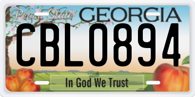 GA license plate CBL0894