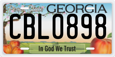 GA license plate CBL0898