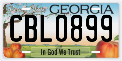 GA license plate CBL0899