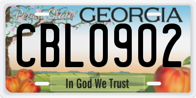 GA license plate CBL0902