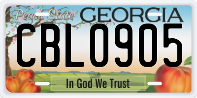 GA license plate CBL0905