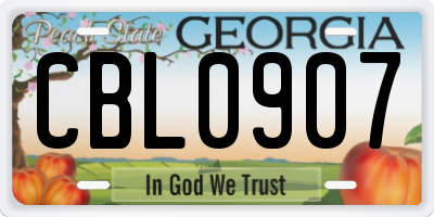 GA license plate CBL0907