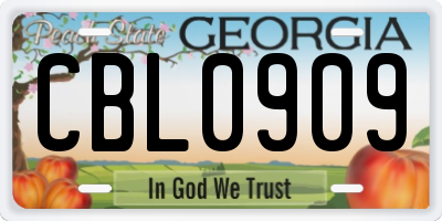 GA license plate CBL0909
