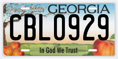 GA license plate CBL0929
