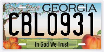 GA license plate CBL0931