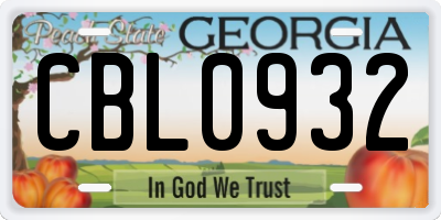 GA license plate CBL0932