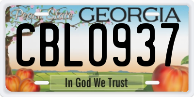 GA license plate CBL0937