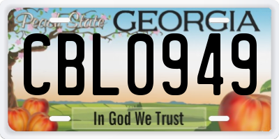 GA license plate CBL0949