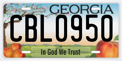 GA license plate CBL0950