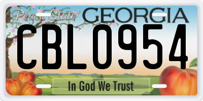 GA license plate CBL0954