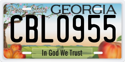GA license plate CBL0955
