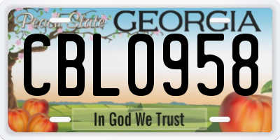 GA license plate CBL0958