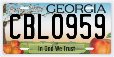 GA license plate CBL0959