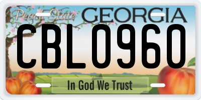 GA license plate CBL0960