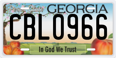 GA license plate CBL0966