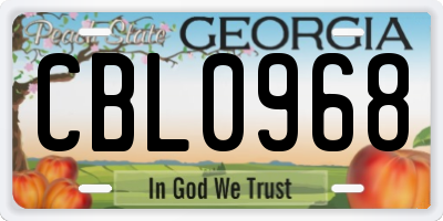 GA license plate CBL0968