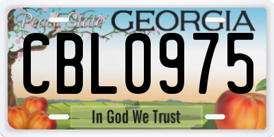 GA license plate CBL0975