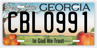 GA license plate CBL0991