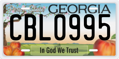 GA license plate CBL0995