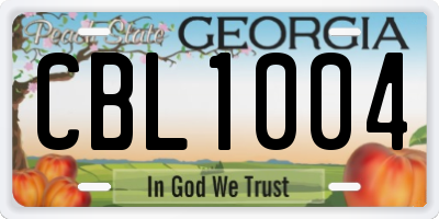 GA license plate CBL1004