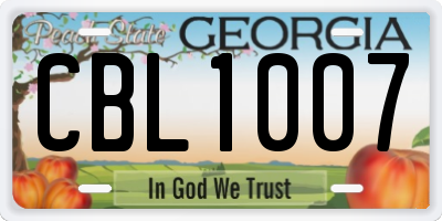 GA license plate CBL1007