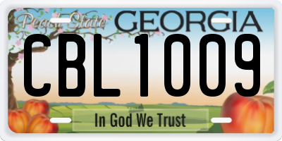 GA license plate CBL1009