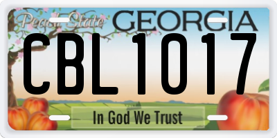 GA license plate CBL1017
