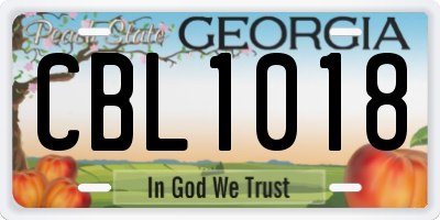 GA license plate CBL1018