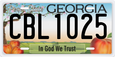 GA license plate CBL1025