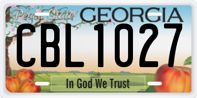 GA license plate CBL1027