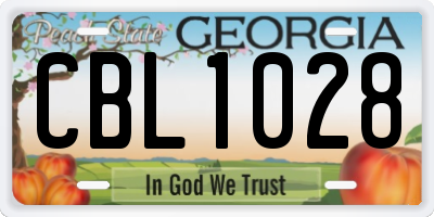 GA license plate CBL1028